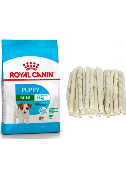 Mini Puppy 2 kg Köpek Maması + 10'lu Sütlü Burgu Köpek Kemiği