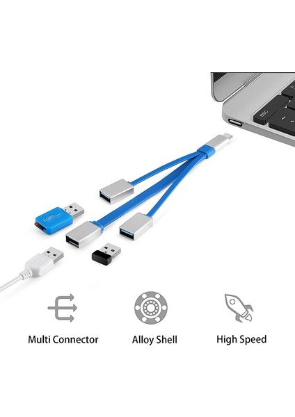 4346 Type-C To USB 3.0 Çevirici Çoklayıcı 3 Port Adaptör Hub