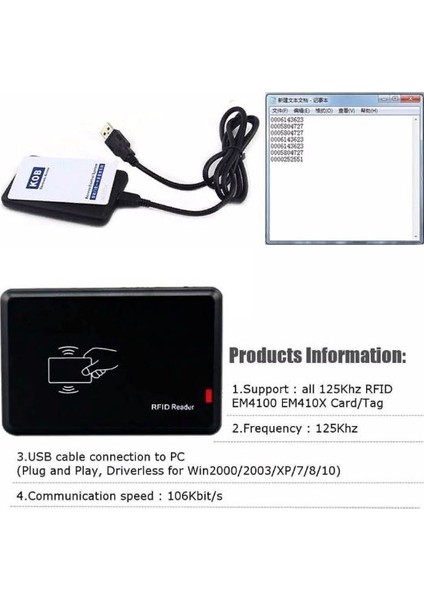 Rfid Göstergeç 125 Khz EM4100 Manyetik Proximity USB Kart Okuyucu