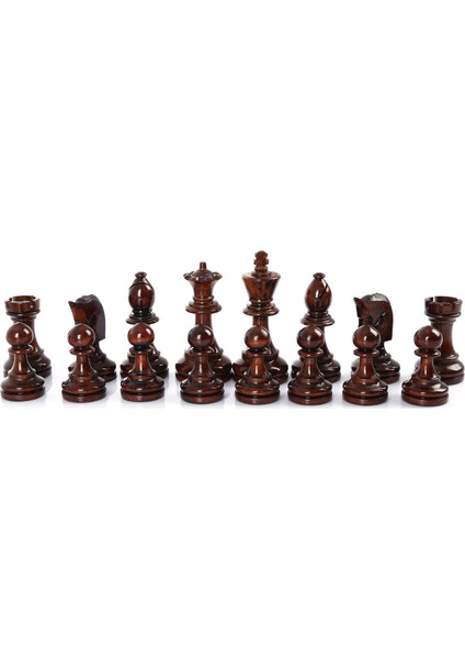 Turnuva Satranç Taşları 85 mm (Şimşir Ağacından El İşçiliği İle Üretilmiş Satranç Figürleri Siyah)