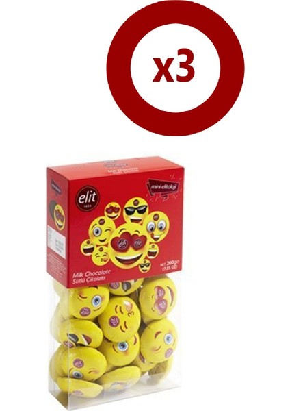 200 gr Mini Elitoloji Kutu Emoji Çikolata 3'lü Set fiyatları