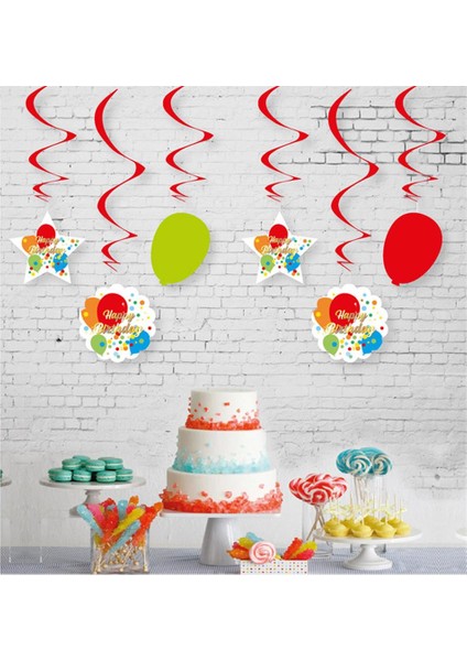 Happy Birthday Spiral Sarkıt Süs 6'lı