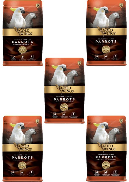 Gold Wings Premium Papağan Jako Gri Amazon Yemi 1 kg x 5 Adet