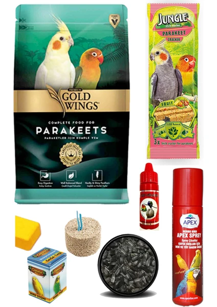 Gold Wings Premium Paraket, Sultan, Cennet Papağanı Yem ve Bakım Seti