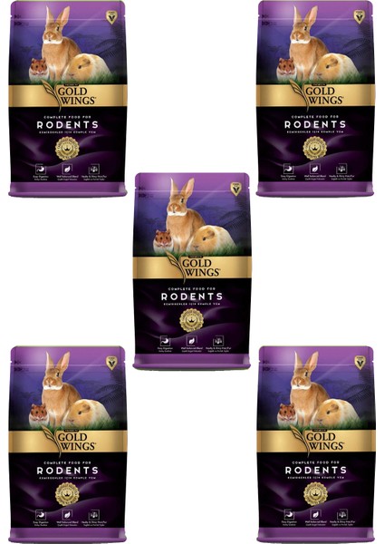 Gold Wings Premium Kemirgen Tavşan Hamster Yemi 750Gr X5 Ade