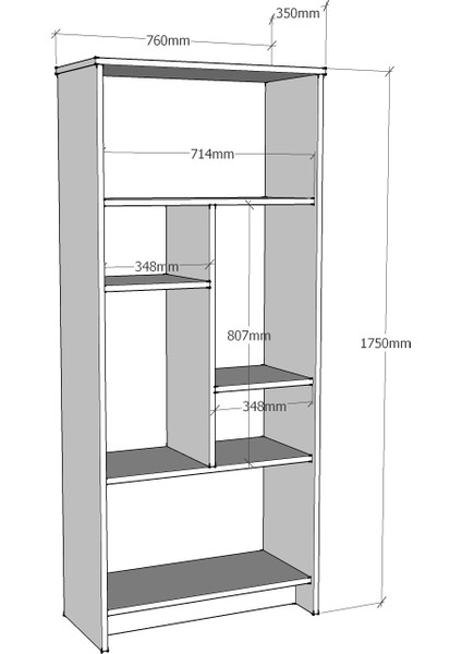 Manhattan Kitaplık 1 Safir Meşe Koyu Gri