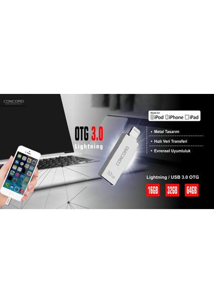 C-OTGL Otg Lightning 32GB USB 3.0 Flash Bellek