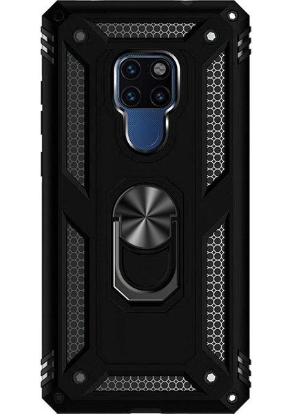 Huawei Mate 20 Anka Serisi Yüzük Standlı Armor Kılıf - Siyah