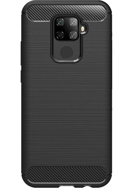 Huawei Nova 5i Pro Brushed Carbon Fiber Silikon Kılıf - Siyah