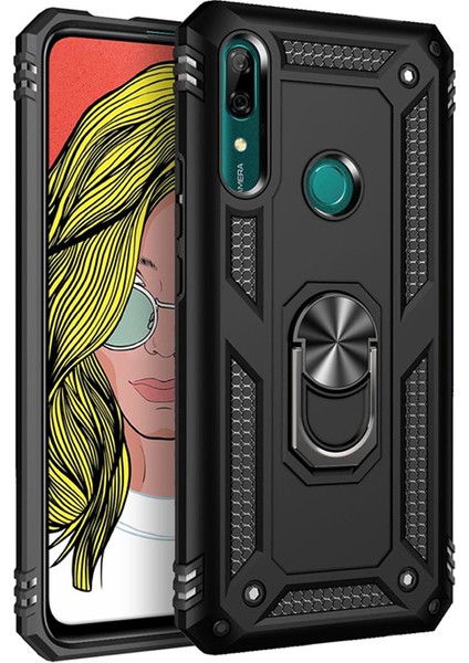 Huawei P Smart Z Anka Serisi Yüzük Standlı Armor Kılıf - Siyah fiyatları