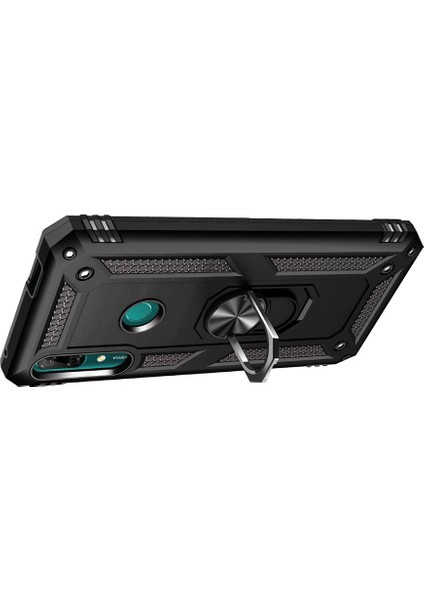 Huawei P Smart Z Anka Serisi Yüzük Standlı Armor Kılıf - Siyah modelleri