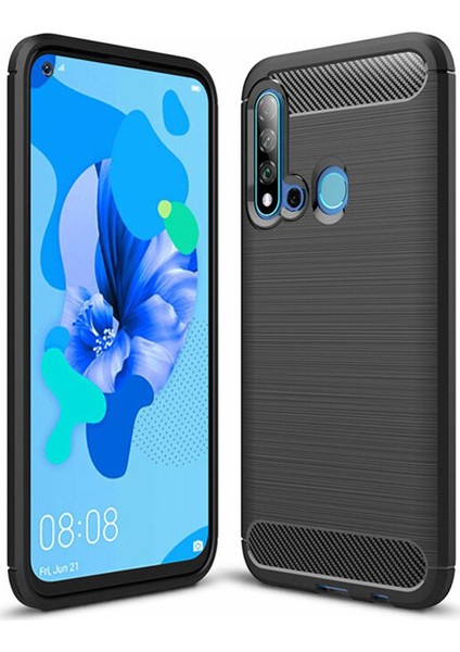 Huawei P20 Lite 2019 Brushed Carbon Fiber Silikon Kılıf - Siyah fiyatları