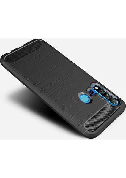 Huawei P20 Lite 2019 Brushed Carbon Fiber Silikon Kılıf - Siyah modelleri