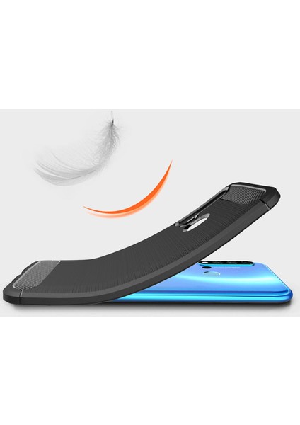 Huawei P20 Lite 2019 Brushed Carbon Fiber Silikon Kılıf - Siyah indirimleri