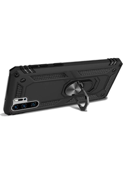 Huawei P30 Pro Anka Serisi Yüzük Standlı Armor Kılıf - Siyah modelleri