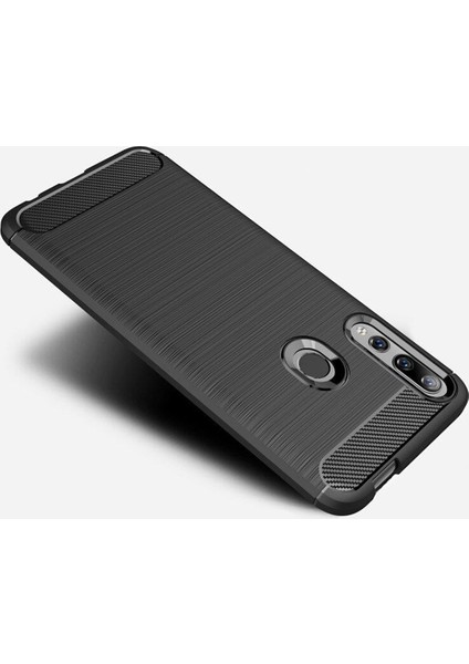 Huawei Y9 Prime 2019 Brushed Carbon Fiber Silikon Kılıf - Siyah