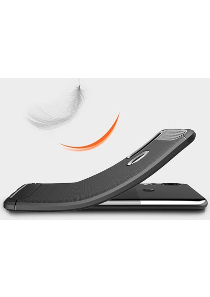 Huawei Y9 Prime 2019 Brushed Carbon Fiber Silikon Kılıf - Siyah