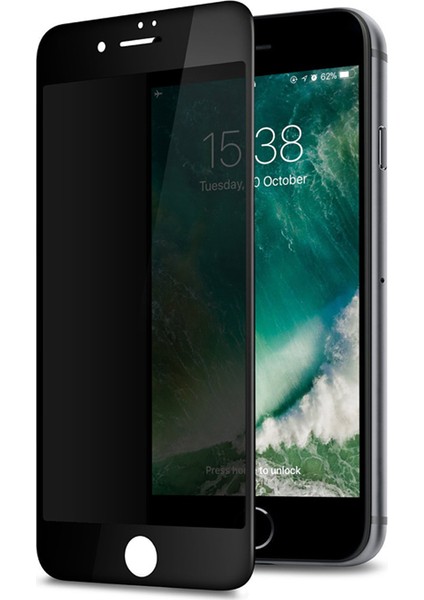 iPhone 6 - 6S Privacy Gizlilik Filtreli Tam Kaplayan Tempered Cam - Siyah