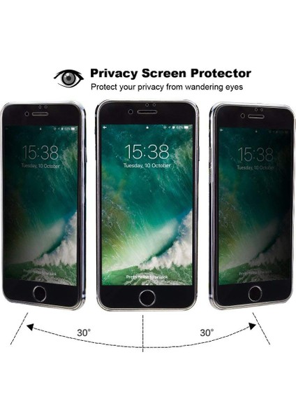 iPhone 6 - 6S Privacy Gizlilik Filtreli Tam Kaplayan Tempered Cam - Siyah fiyatları