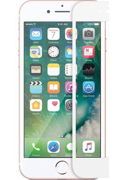 iPhone 6 - 6S Tam Kaplayan Çerçeveli Tempered Ekran Koruyucu - Mat Beyaz