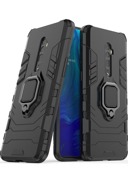 Oppo Reno 10x Zoom Batman Serisi Yüzük Standlı Armor Kılıf - Siyah fiyatları