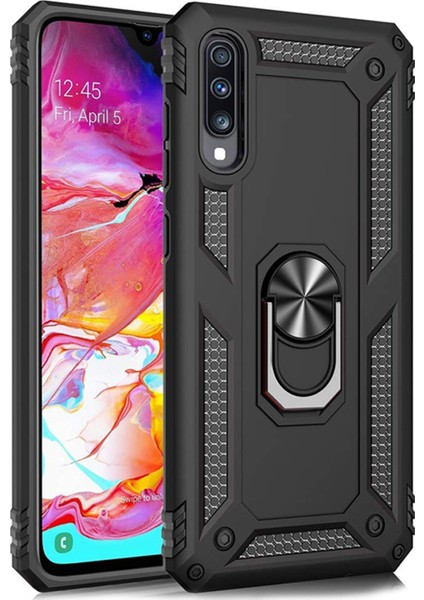 Samsung Galaxy A70 Anka Serisi Yüzük Standlı Armor Kılıf - Siyah fiyatları