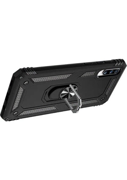 Samsung Galaxy A70 Anka Serisi Yüzük Standlı Armor Kılıf - Siyah modelleri