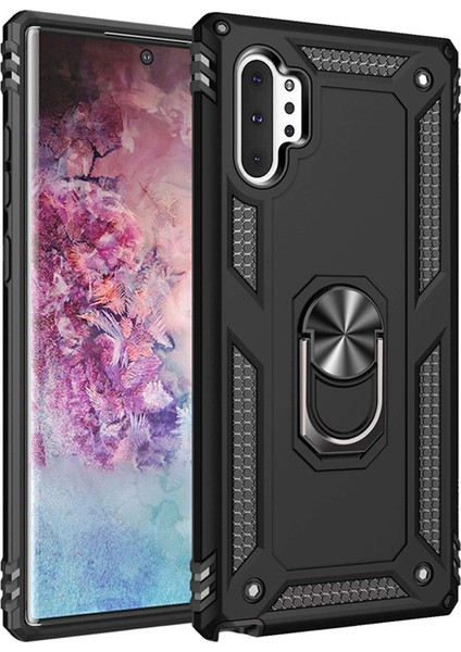 Samsung Galaxy Note 10 Pro Anka Serisi Yüzük Standlı Armor Kılıf - Siyah fiyatları