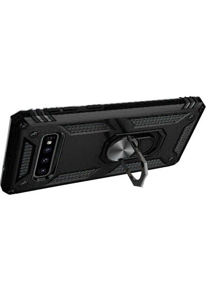 Samsung Galaxy S10 Anka Serisi Yüzük Standlı Armor Kılıf - Siyah modelleri