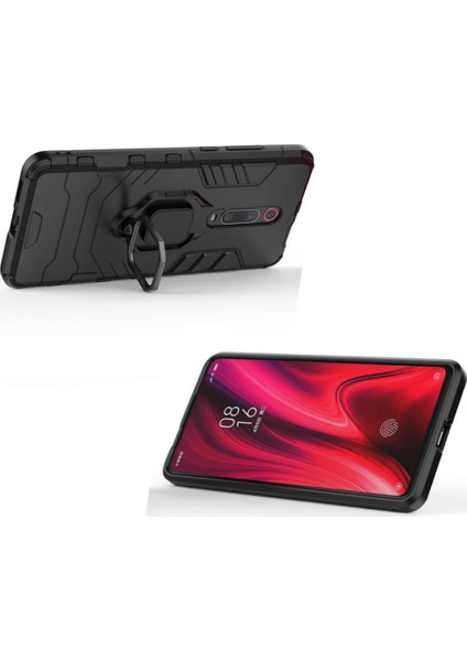 Xiaomi Mi 9T - Mi 9T Pro Batman Serisi Yüzük Standlı Armor Kılıf - Siyah modelleri