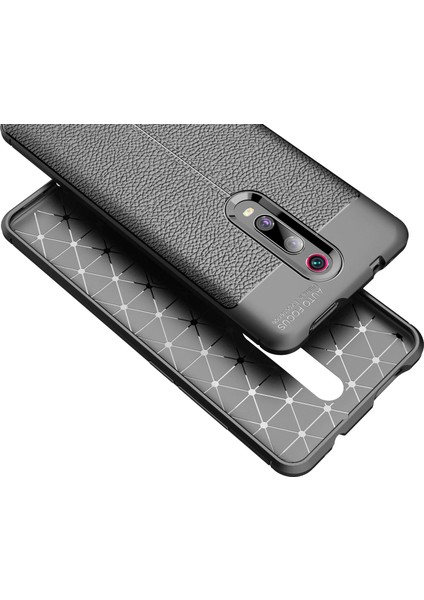 Xiaomi Mi 9T - Mi 9T Pro Leather Serisi TPU Silikon Kılıf - Siyah