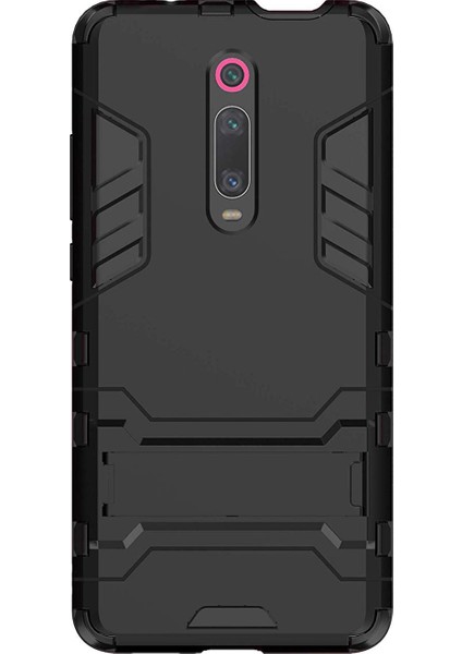 Xiaomi Mi 9T Alfa Serisi Armor Standlı Perfect Koruma Kılıf - Siyah