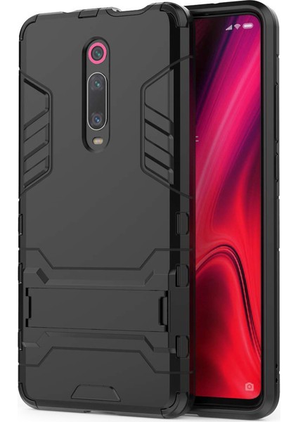 Xiaomi Mi 9T Alfa Serisi Armor Standlı Perfect Koruma Kılıf - Siyah