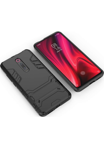 Xiaomi Mi 9T Alfa Serisi Armor Standlı Perfect Koruma Kılıf - Siyah