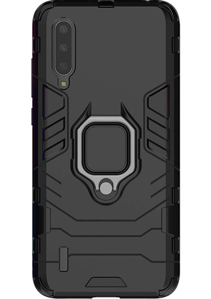 Xiaomi Mi CC9e - Mi A3 Batman Serisi Yüzük Standlı Armor Kılıf - Siyah