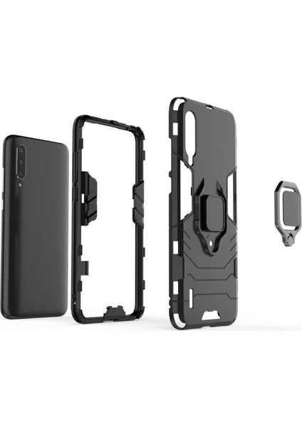 Xiaomi Mi CC9e - Mi A3 Batman Serisi Yüzük Standlı Armor Kılıf - Siyah indirimleri