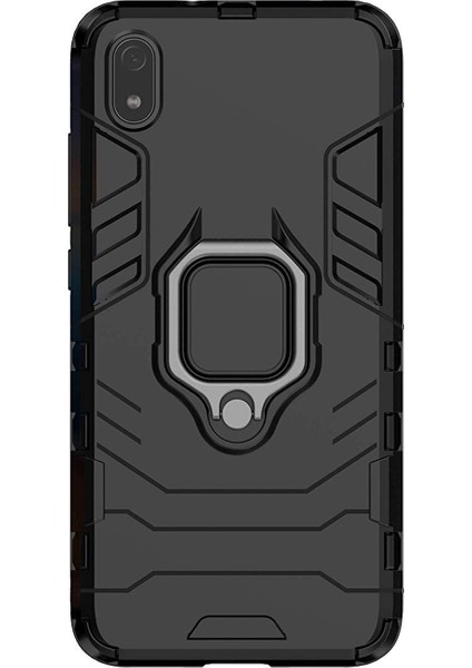 Xiaomi Redmi 7A Batman Serisi Yüzük Standlı Armor Kılıf - Siyah
