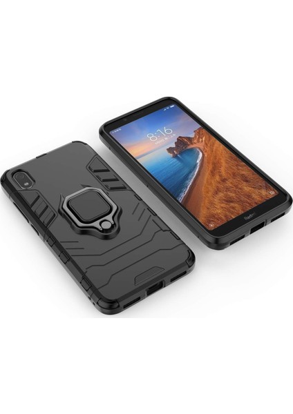 Xiaomi Redmi 7A Batman Serisi Yüzük Standlı Armor Kılıf - Siyah fırsatları
