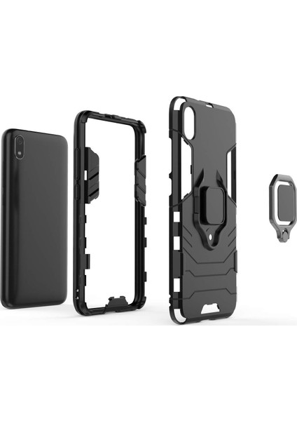 Xiaomi Redmi 7A Batman Serisi Yüzük Standlı Armor Kılıf - Siyah indirimleri