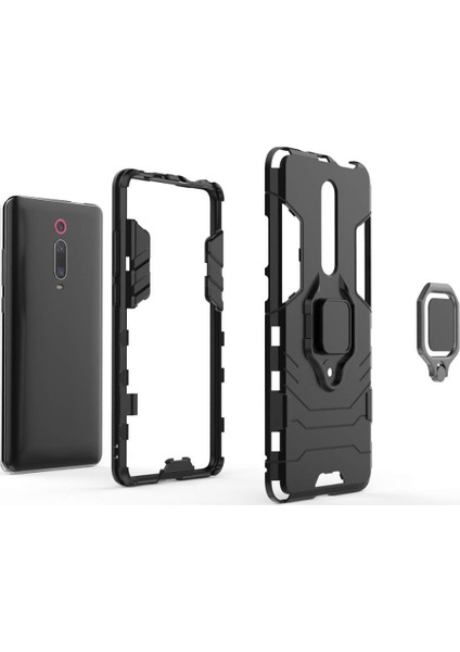 Xiaomi Redmi K20 Pro Batman Serisi Yüzük Standlı Armor Kılıf - Siyah indirimleri