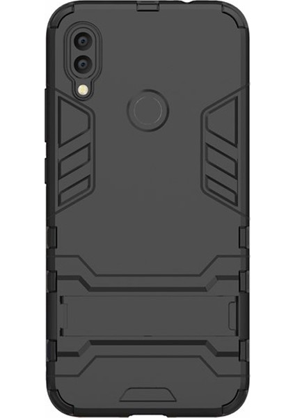 Xiaomi Redmi Note 7 - Note 7 Pro Alfa Serisi Armor Standlı Perfect Koruma Kılıf - Siyah