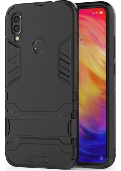 Xiaomi Redmi Note 7 - Note 7 Pro Alfa Serisi Armor Standlı Perfect Koruma Kılıf - Siyah