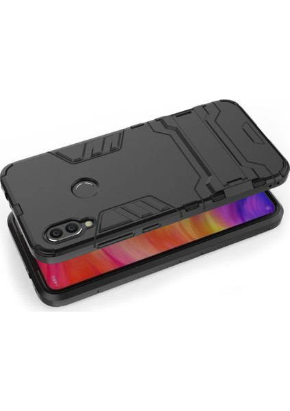Xiaomi Redmi Note 7 - Note 7 Pro Alfa Serisi Armor Standlı Perfect Koruma Kılıf - Siyah