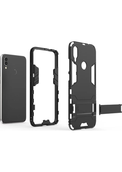 Xiaomi Redmi Note 7 - Note 7 Pro Alfa Serisi Armor Standlı Perfect Koruma Kılıf - Siyah