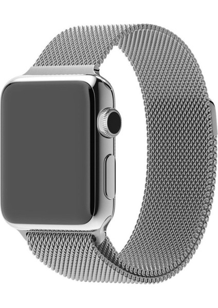 Apple Watch Series SE/10/9/8/7/6/5/4/3 42mm-41mm-40mm-38mm Uyumlu Milano Loop Çelik Kordon Gümüş