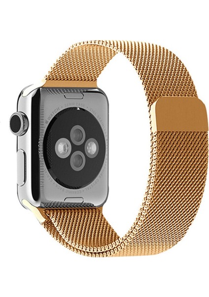 Apple Watch Series SE/10/9/8/7/6/5/4/3 42mm-41mm-40mm-38mm Uyumlu Milano Loop Çelik Kordon Gold