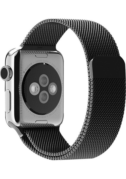 Apple Watch Series SE/10/9/8/7/6/5/4/3 46mm-45mm-44mm-42mm Uyumlu Milano Loop Çelik Kordon Siyah