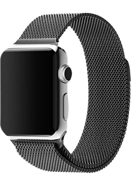 Apple Watch Series SE/10/9/8/7/6/5/4/3 46mm-45mm-44mm-42mm Uyumlu Milano Loop Çelik Kordon Siyah