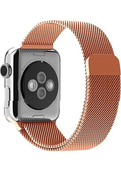 Apple Watch Series SE/10/9/8/7/6/5/4/3 46mm-45mm-44mm-42mm Uyumlu Milano Loop Çelik Kordon Rose Gold