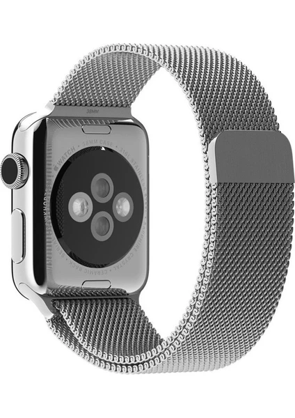 Apple Watch Series SE/10/9/8/7/6/5/4/3 46mm-45mm-44mm-42mm Uyumlu Milano Loop Çelik Kordon Gümüş